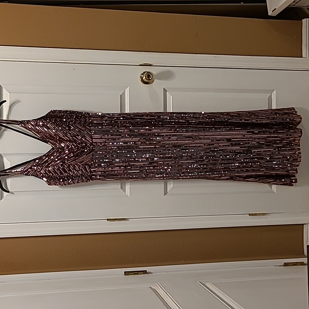 Nightmare pink and black fully sequin gown